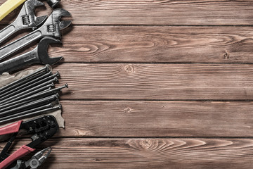 Instruments on wooden table