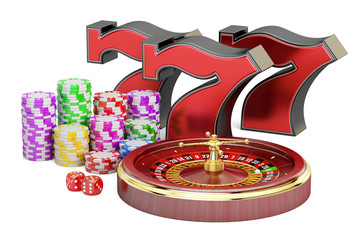 Wall Mural - Casino, gambling and jackpot concept. 3D rendering