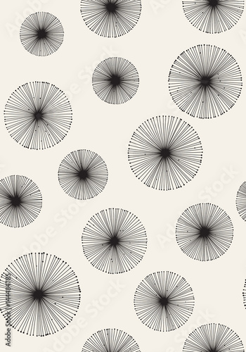 Obraz w ramie Seamless monochrome dandelion pattern. Vector background.