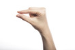 gesture with hand finger, index finger make a thickness.