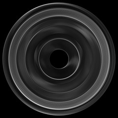 Poster - Technology background with metal spiral center. Abstract metal reflection industrial background.