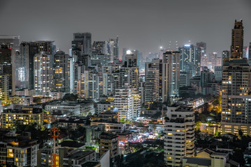 Bangkok, cityscape Many building. Cityscape background. The top of view on skyscraper. Urban life to show lighting on building at night.