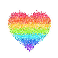 Glitter Rainbow Heart. Cute Symbol Of Valentines Day. Romantic Concept. Love Sign. Colorful Vector Illustration For Cards, Posters, Banners, Wedding Design Invitations. Isolated On White Background.