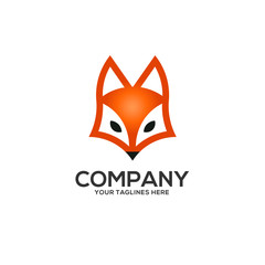 Wall Mural - fox head logo vector, Flat vector fox logo isolated on white background. flat and color style European forest animal collection