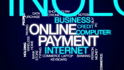 Poster - Online payment animated word cloud, text design animation.