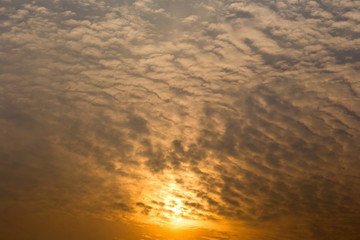  Colorful dramatic sky with cloud at sunset.Sky with sun background