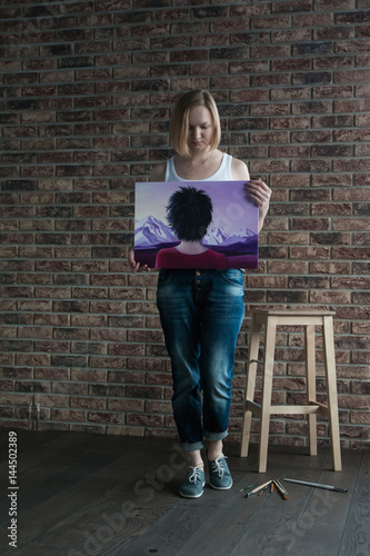 Female Artist With Short Blonde Hair Buy This Stock Photo And
