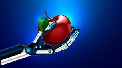 Aufkleber - An artificial limb holding a apple - medical prosthetics technology concept