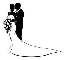 Bride And Groom Bouquet Wedding Silhouette
