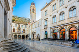 Fototapeta Uliczki - Square Dubrovnik town. / Marble view at historic old square in city center of town Dubrovnik, european travel destinations, Croatia.