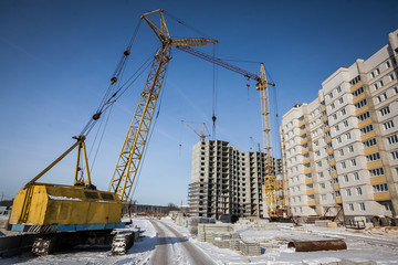 Crane on the construction of the building.