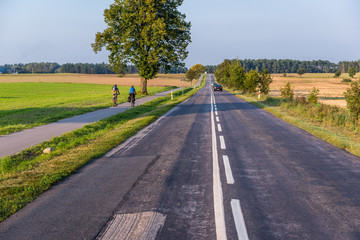 Poster - Bicycle path next to road in Pomorskie Region of Poland