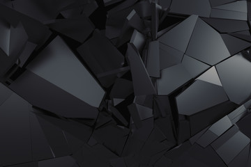 Poster - Abstract 3d rendering of cracked surface. Background with broken shape. Wall destruction. Bursting with debris. Modern cgi illustration. Design for poster, banner, placard, cover, print.