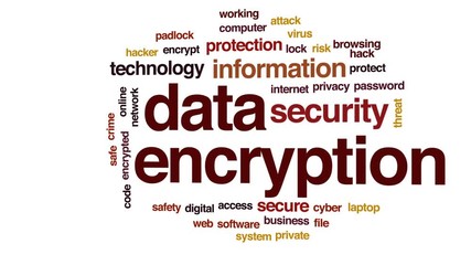 Sticker - Data encryption animated word cloud, text design animation.