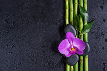 Spa Concept With Zen Stones, Orchid Flower And Bamboo
