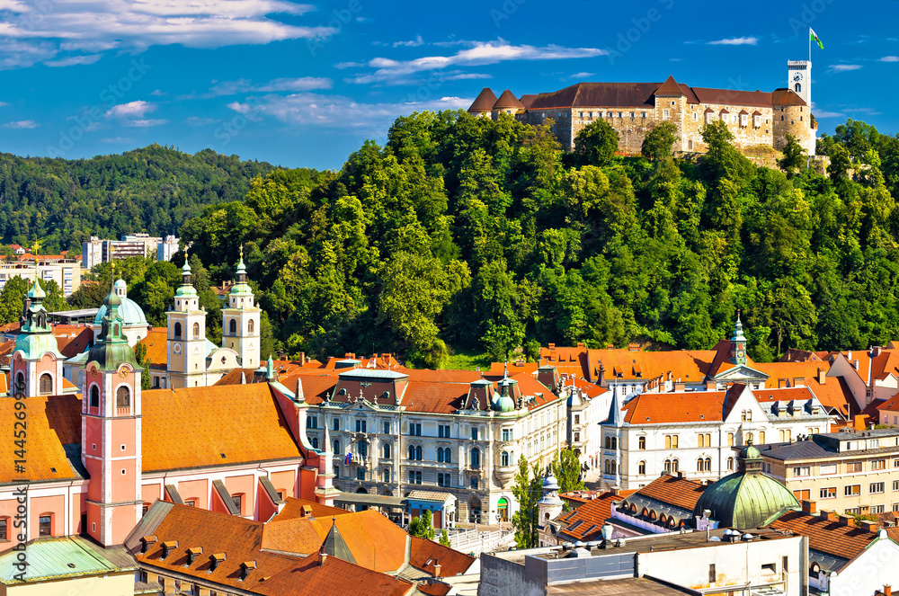 Obraz na płótnie City of Ljubljana panoramic view w salonie