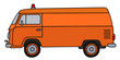 Retro orange service minivan
