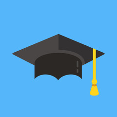 Wall Mural - Graduation hat icon. Mortarboard, graduation cap icon. Flat design vector illustration