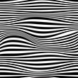 Abstract vector seamless moire pattern with zigzag lines. Monochrome  graphic black and white ornament. Striped repeating texture.