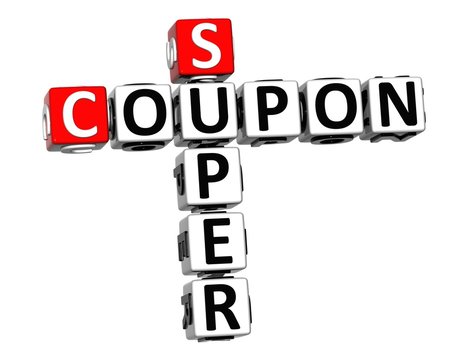 3D Coupon Super Crossword on white background