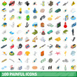 © ylivdesign - 100 painful icons set, isometric 3d style