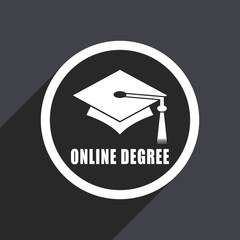 Poster - Online degree flat design vector icon.
