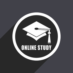 Poster - Online, study flat design vector icon.