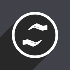 Poster - Human care hand flat design vector icon.