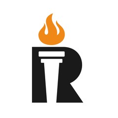 torch logo vector. letter R logo.