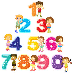 Wall Mural - children and numbers one to zero