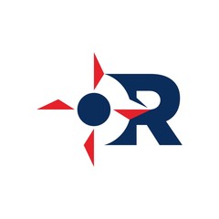 Wall Mural - compass logo vector. letter r logo vector.