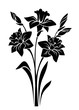 Vector black silhouette of bouquet of narcissus flowers isolated on a white background.