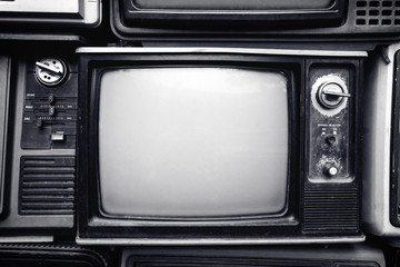 Retro old television in vintage black and whitel color style. retro technology.