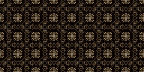 Wall Mural - Asian decorative background. Chinese and Japanese style. Black dark color. Vector seamless pattern