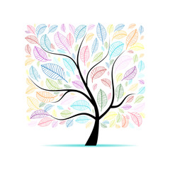 Wall Mural - Colorful art tree for your design