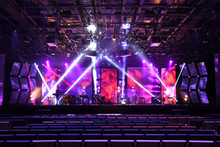 Stage With Lighting And Musical Instruments