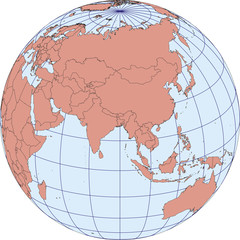 Wall Mural - Asia earth globe vector map