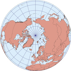 Wall Mural - North Pole earth globe vector map