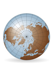 north pole earth globe vector map