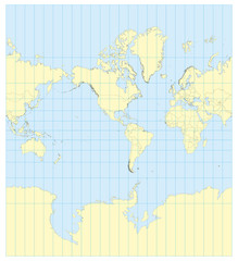 Wall Mural - Map of the world Mercator America