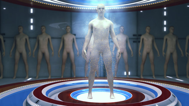 3d rendering. Human Clone Manufacturing and Futuristic Room
