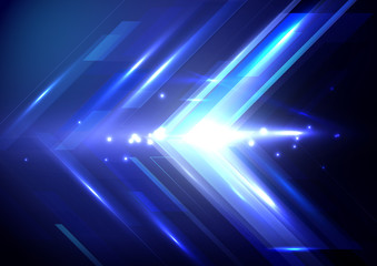 Leinwandbilder - Blue abstract arrows sign digital hi technology concept background. Space for your text