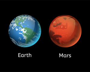 Wall Mural - high quality mars planet galaxy astronomy earth science globe orbit star vector illustration.
