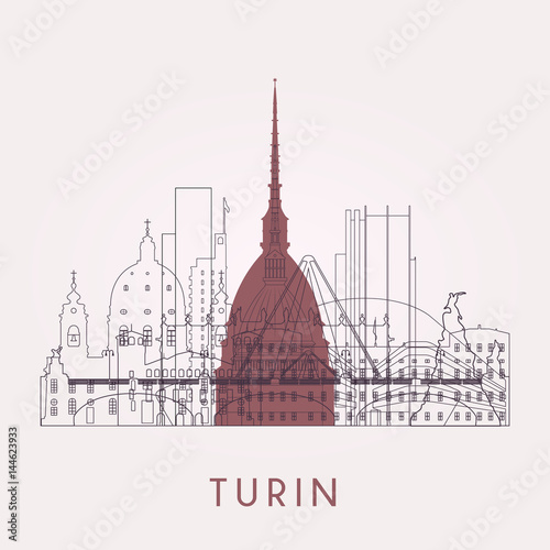 Photo  Outline Turin skyline