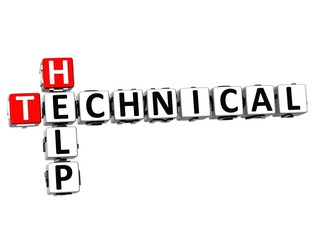 Poster - 3d technical help crossword on white background