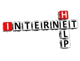 Poster - 3d internet help crossword on white background