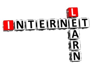 Poster - 3d internet learn crossword on white background