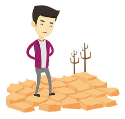 Wall Mural - Sad man in the desert vector illustration.