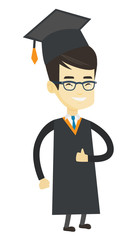 Wall Mural - Graduate giving thumb up vector illustration.