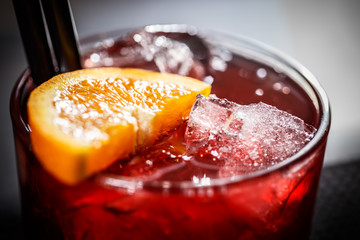 Glass of red cocktail